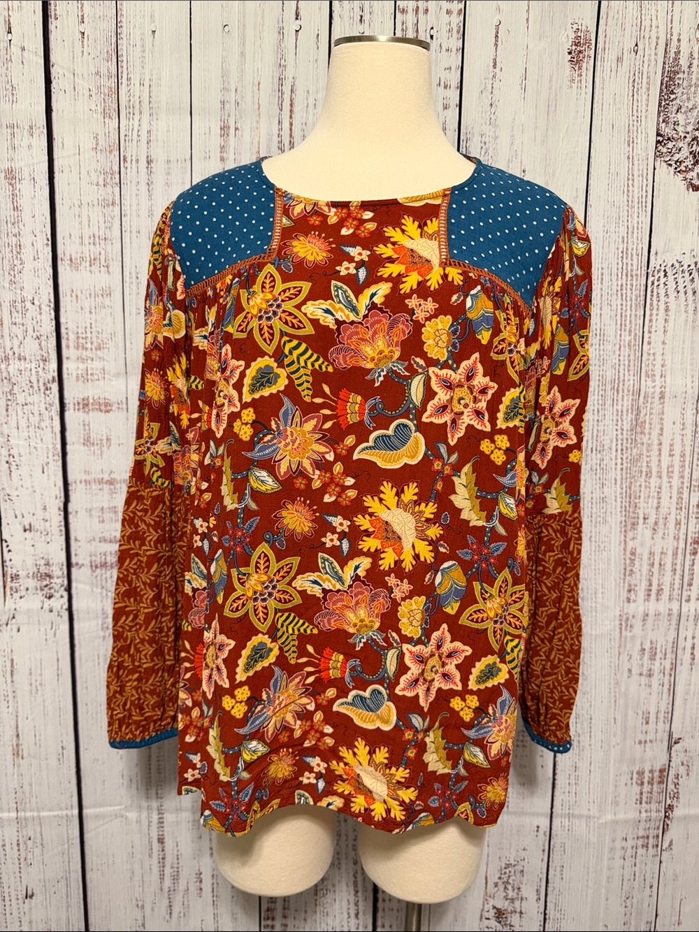Matilda Jane Rust Floral Patchwork Long‎ Sleeve Top